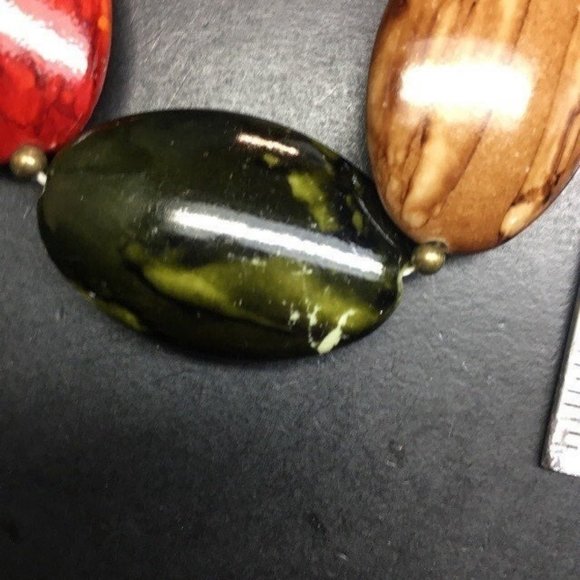 Multicolor Necklace Chunky  As Is Oval Retro Marbled Faceted Boho - Picture 7 of 8